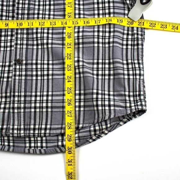Faded Glory Men's Flannel Button-Up Size Small 34-36 Gray Black White Plaid - Picture 10 of 10